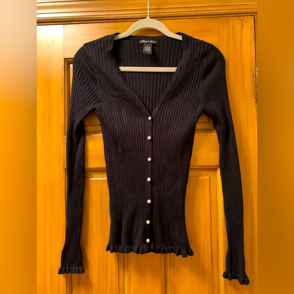 Black Pearl Button Cardigan